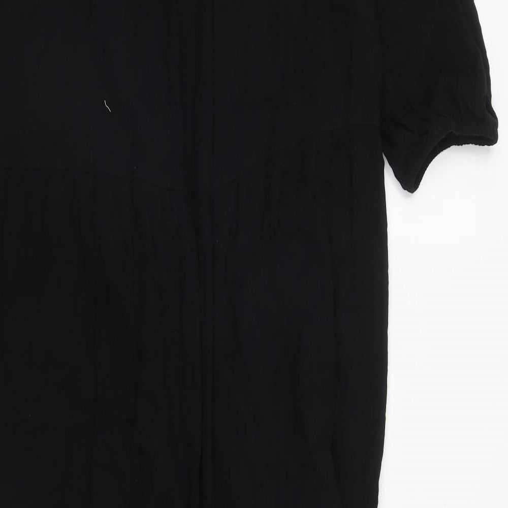 Studio West Womens Black Cotton Maxi Size S Round Neck Button