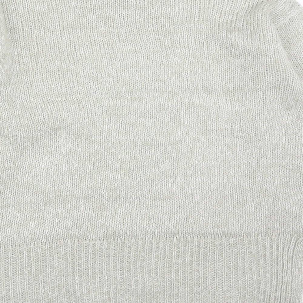 New Look Womens Grey Round Neck Acrylic Pullover Jumper Size S