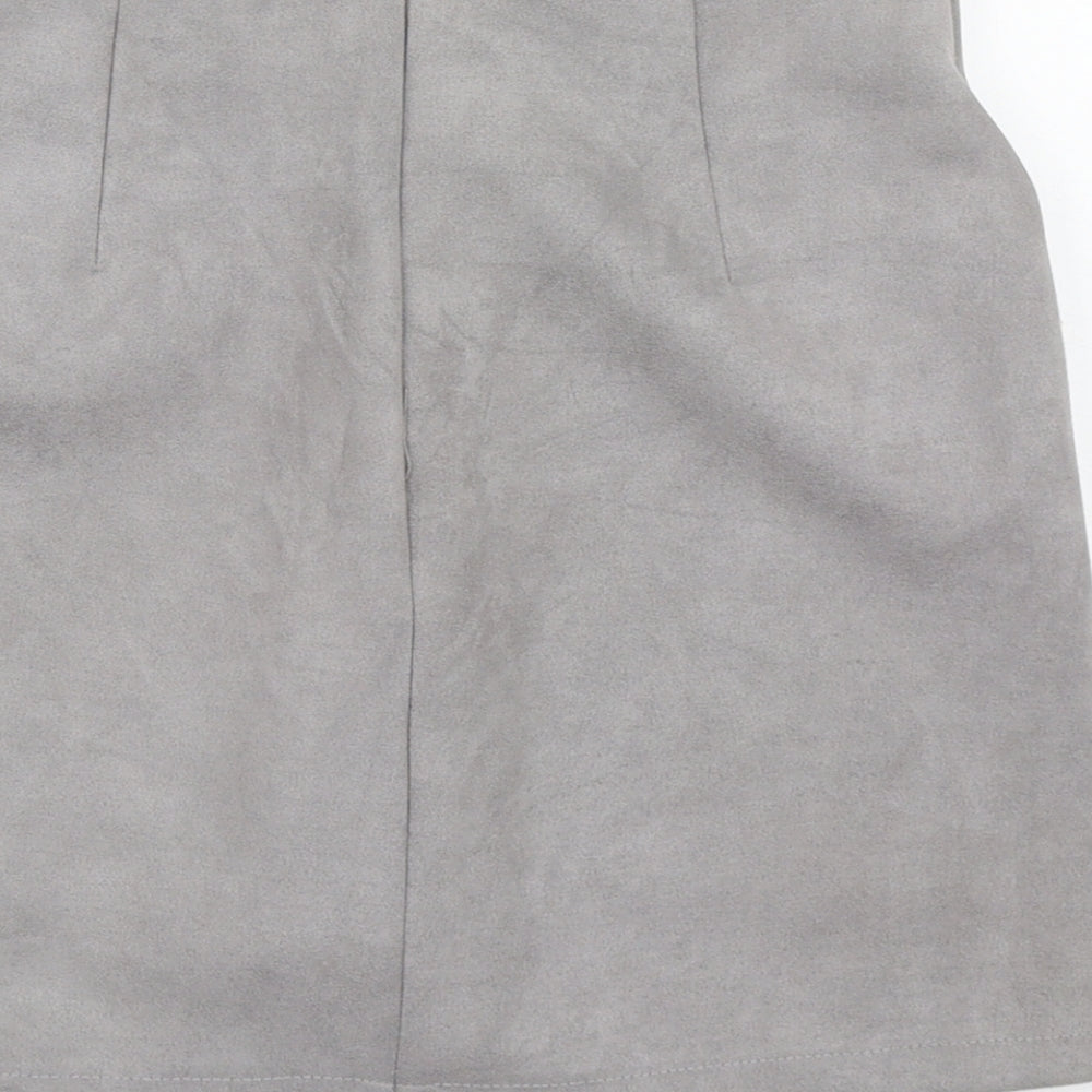 Prewron Womens Grey Polyester A-Line Skirt Size 26 in Zip