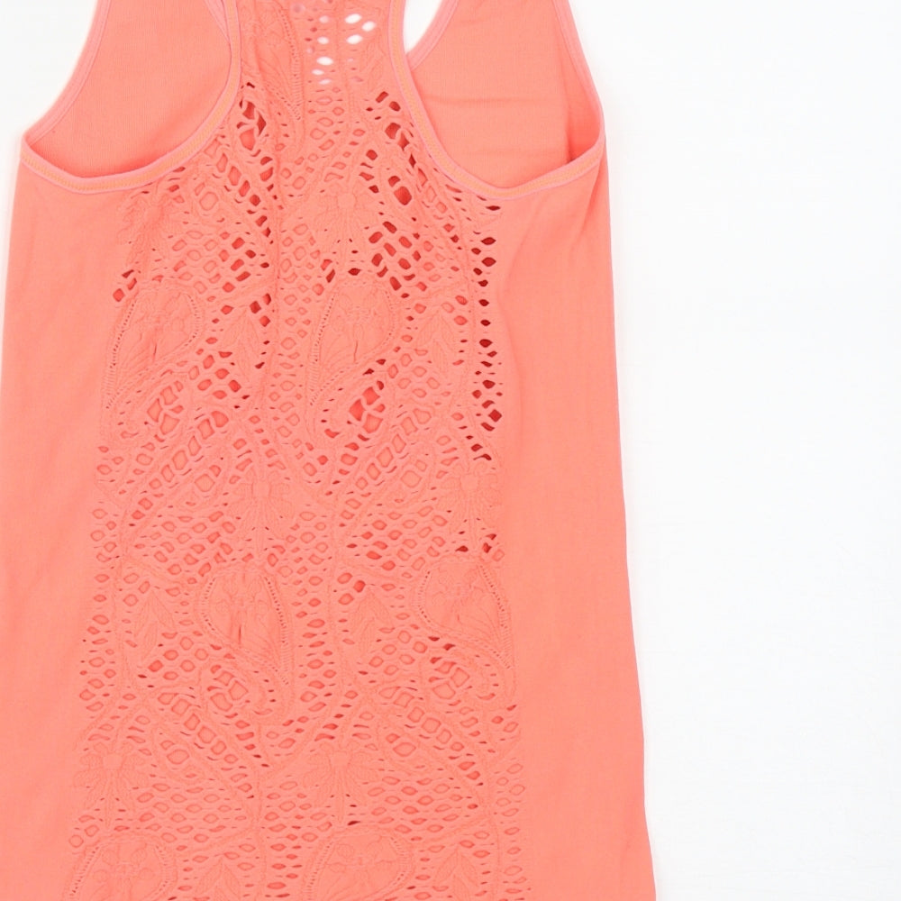 Preworn Womens Orange Polyester Basic Tank Size S Round Neck