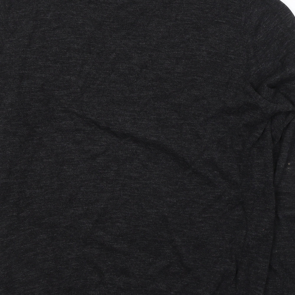 George Mens Grey V-Neck Cotton Pullover Jumper Size M