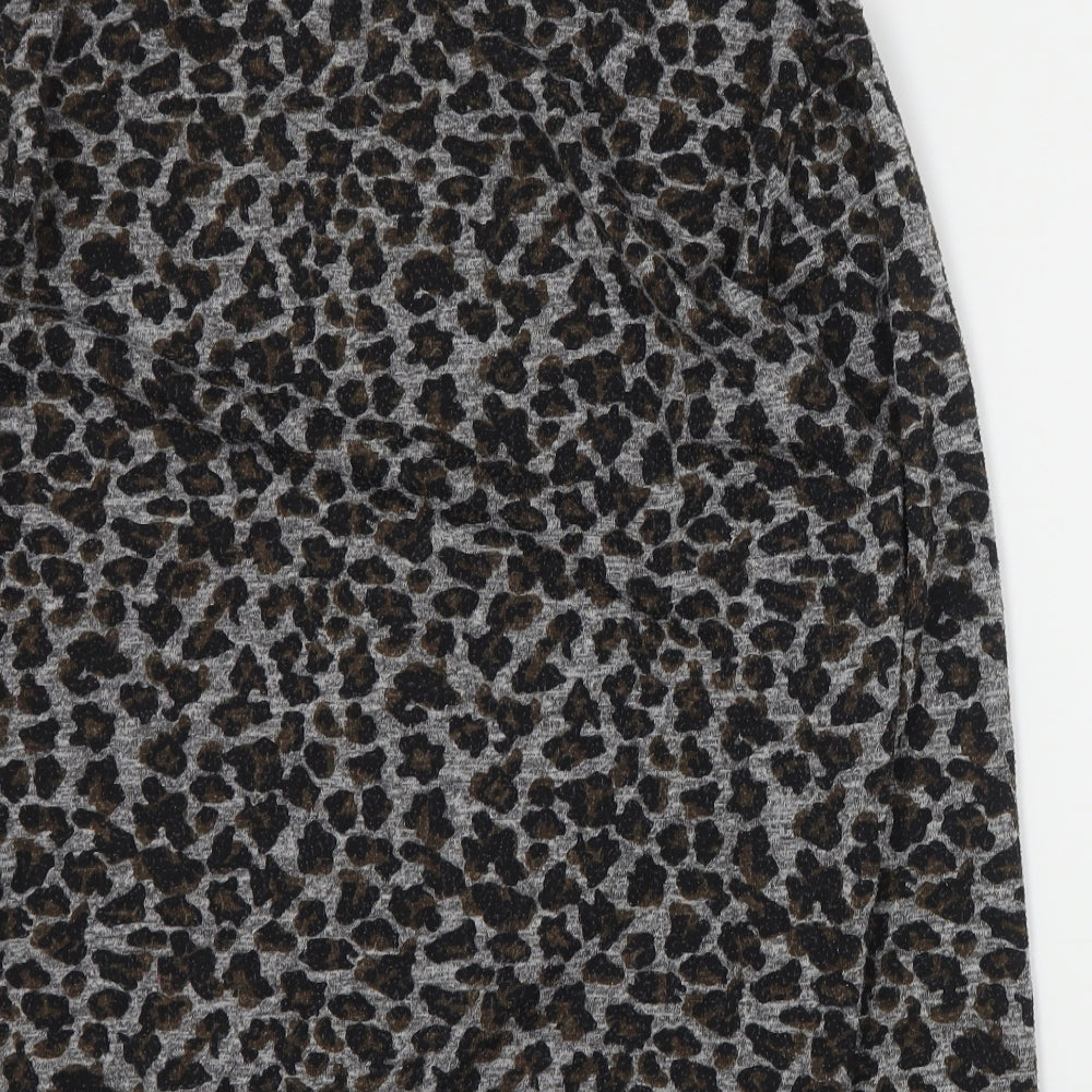 Topshop Womens Grey Animal Print Cotton Pullover Sweatshirt Size 8 Pullover