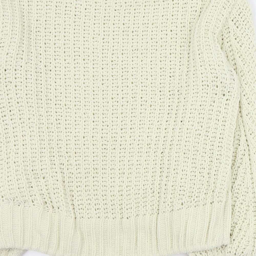 H&M Womens Beige Round Neck Polyester Pullover Jumper Size XS