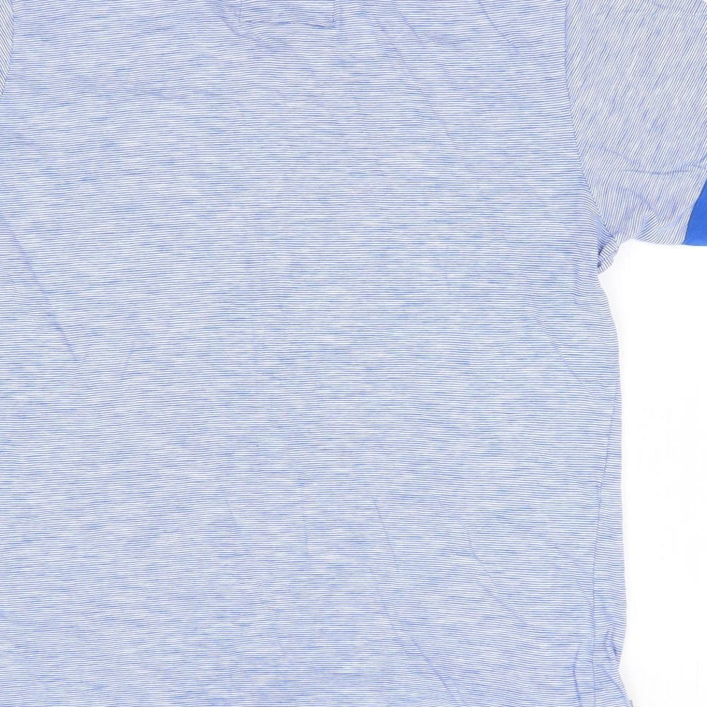 Dissident Mens Blue Striped Cotton T-Shirt Size S V-Neck