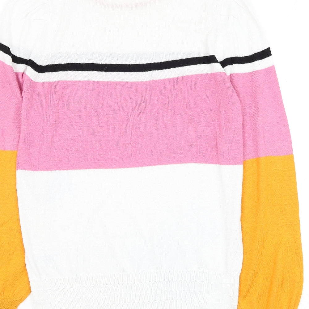 NEXT Womens White Round Neck Polyester Pullover Jumper Size S