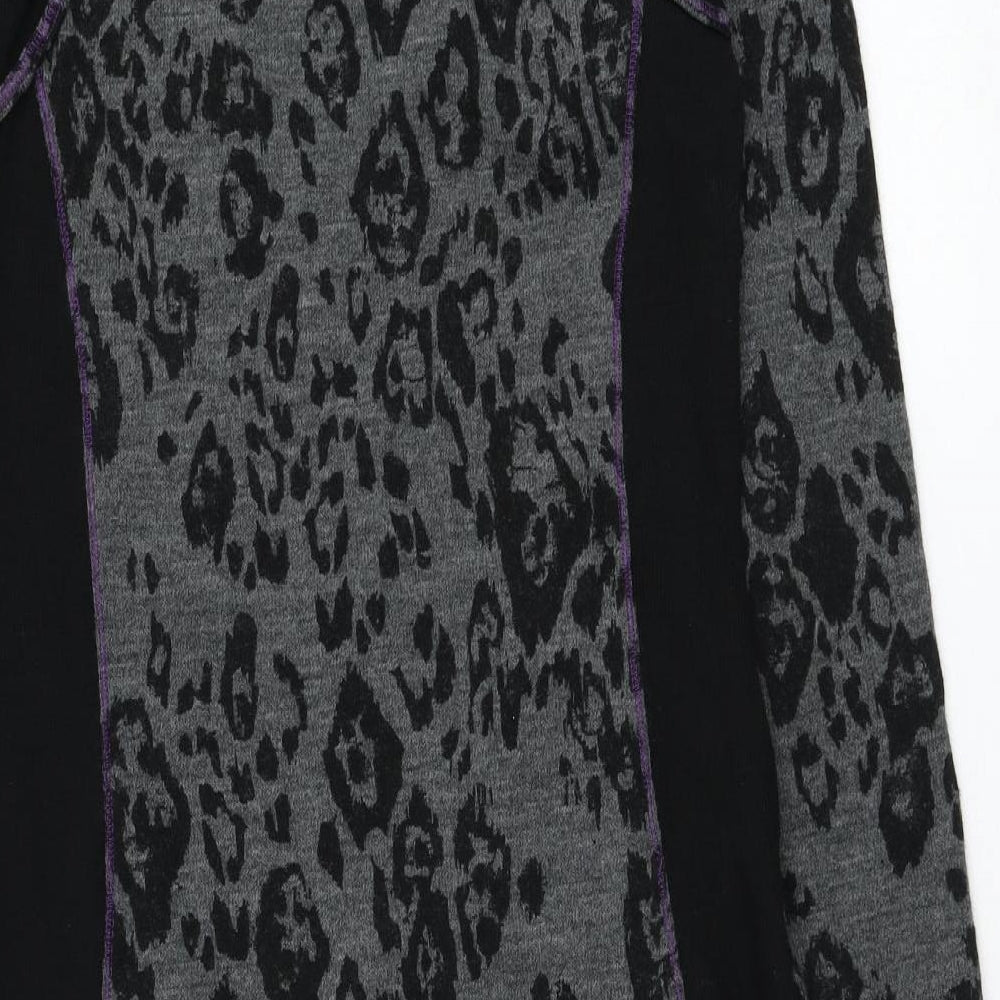Arianna Womens Black Animal Print Acrylic Jumper Dress Size S Square Neck Pullover
