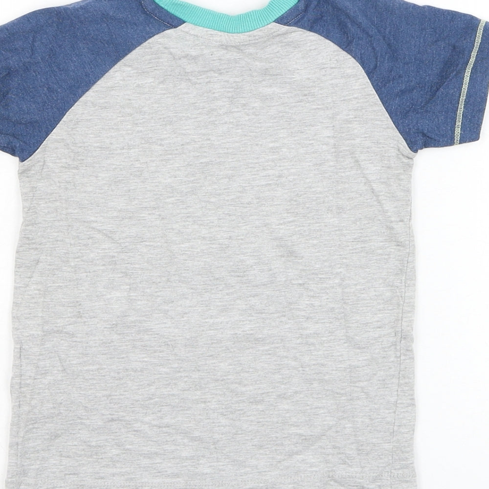 Matalan Boys Grey Cotton Basic T-Shirt Size 2-3 Years Round Neck Pullover - Alligator