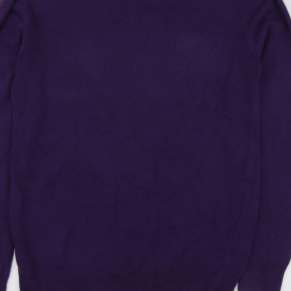 Cedarwood State Womens Purple V-Neck Acrylic Pullover Jumper Size S