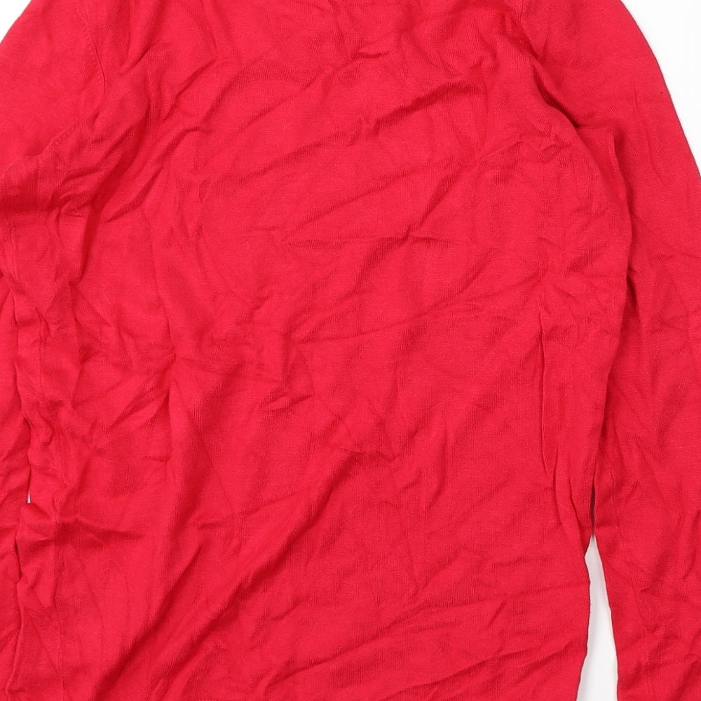 Wallis Womens Red Round Neck Viscose Pullover Jumper Size 8