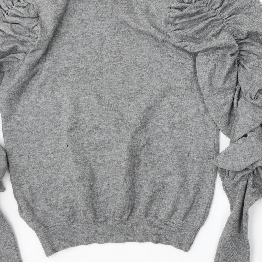 White ICy Womens Grey Mock Neck Viscose Pullover Jumper Size M