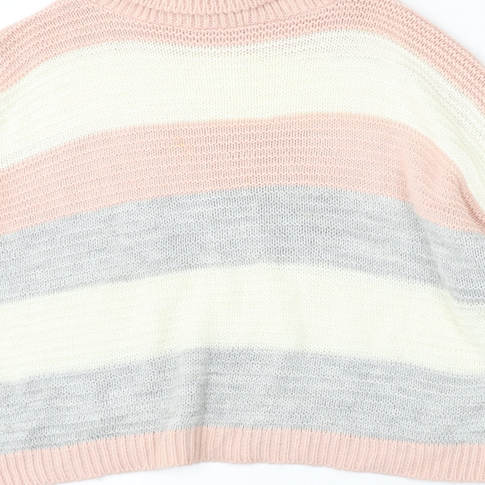Quiz Womens Multicoloured Roll Neck Striped Acrylic Pullover Jumper Size M