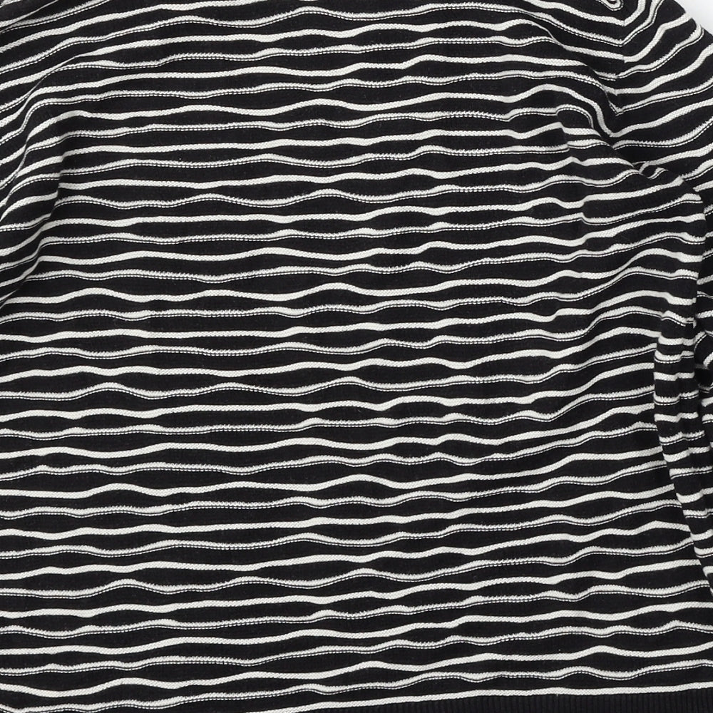 Topshop Womens Black Round Neck Striped Cotton Pullover Jumper Size 14