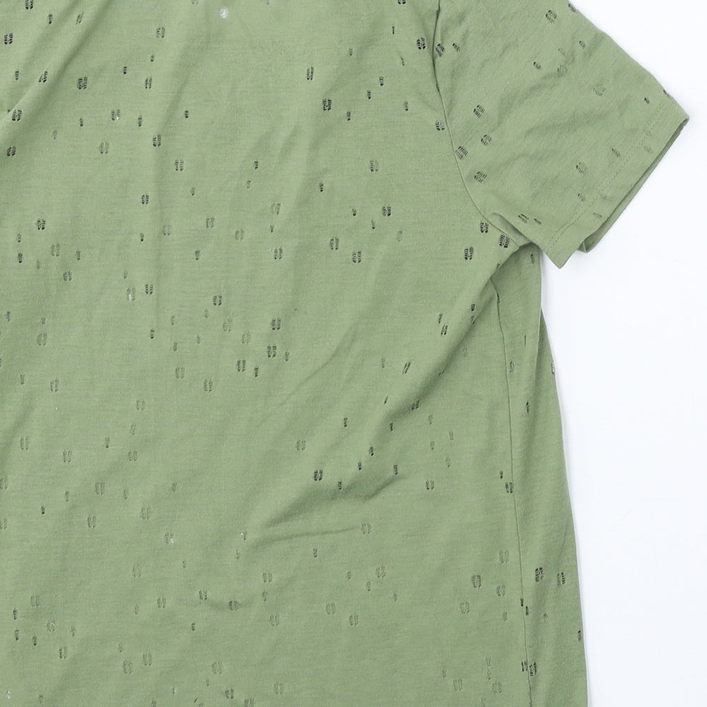 River Island Womens Green Polyester Basic T-Shirt Size 8 Round Neck