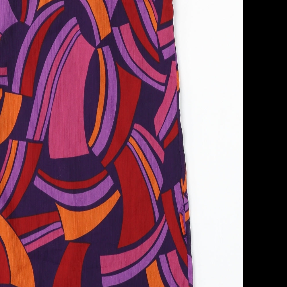 Bay Womens Multicoloured Geometric Polyester Sheath Size 8 Round Neck