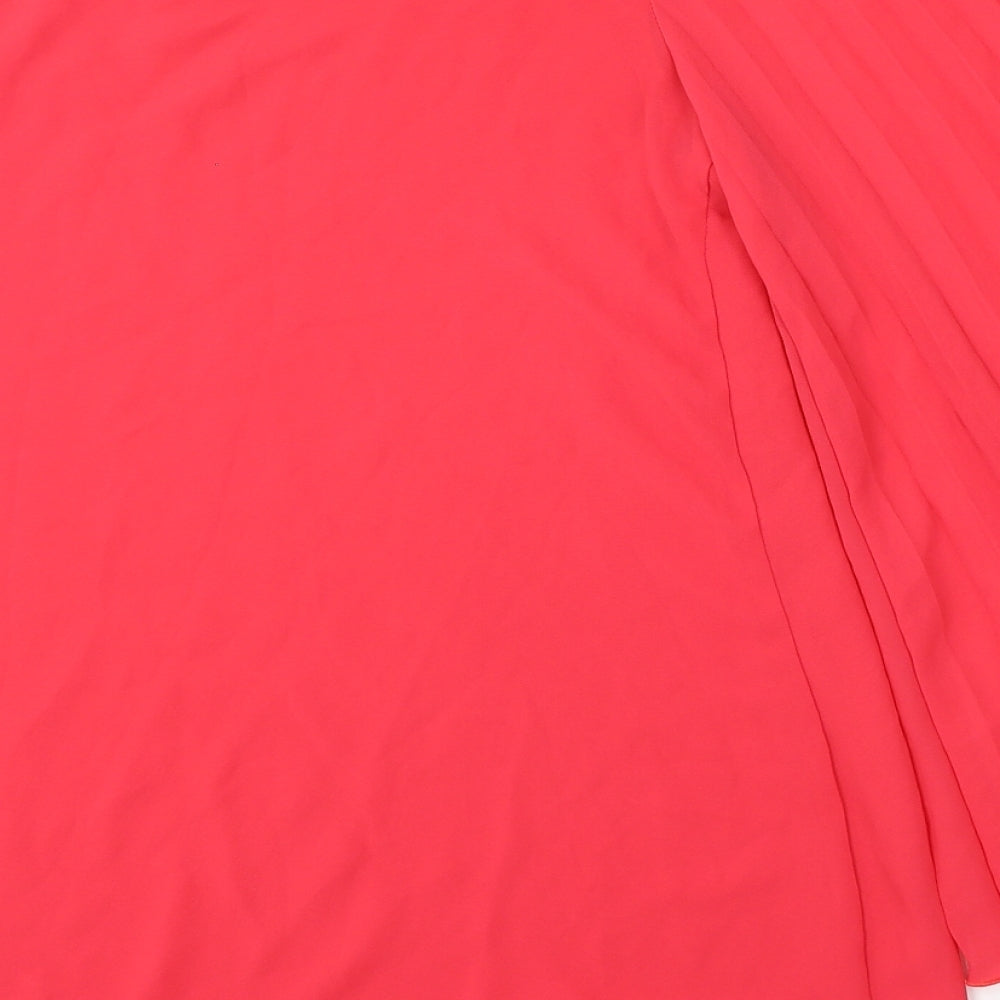Topshop Womens Red Polyester Basic Blouse Size 8 Round Neck