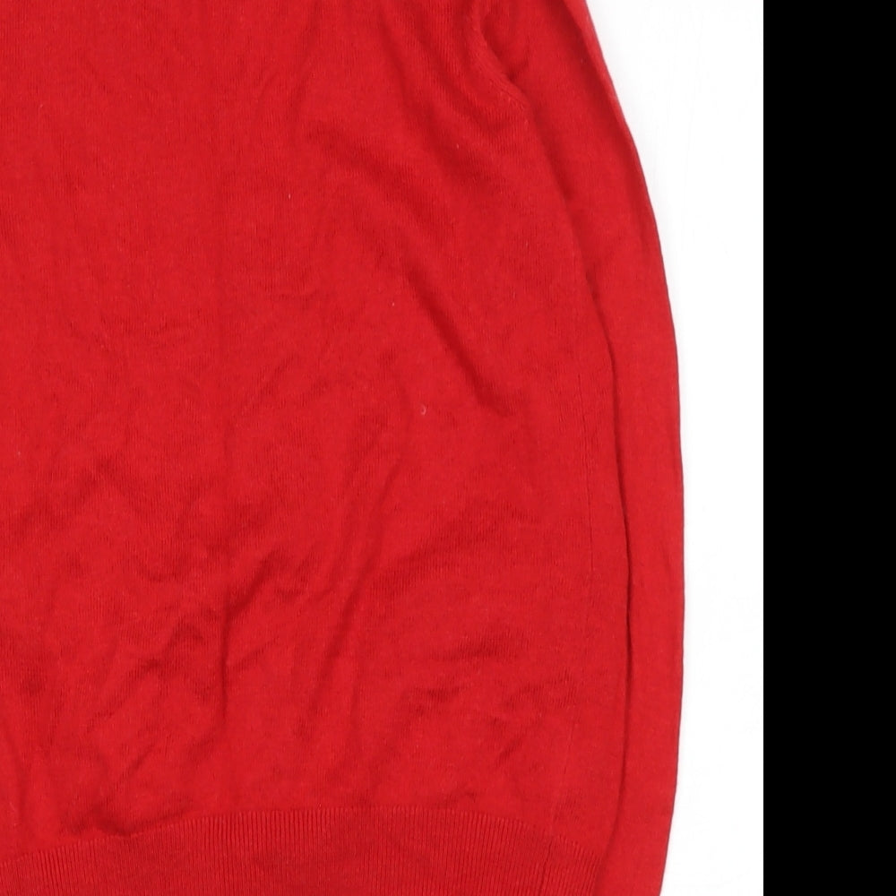 Marks and Spencer Womens Red V-Neck Viscose Cape Jumper Size XS