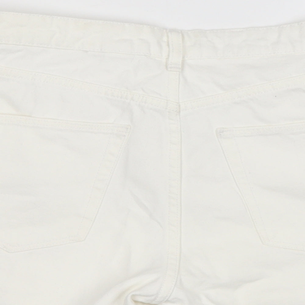 Preworn Womens White Cotton Cargo Shorts Size M Regular