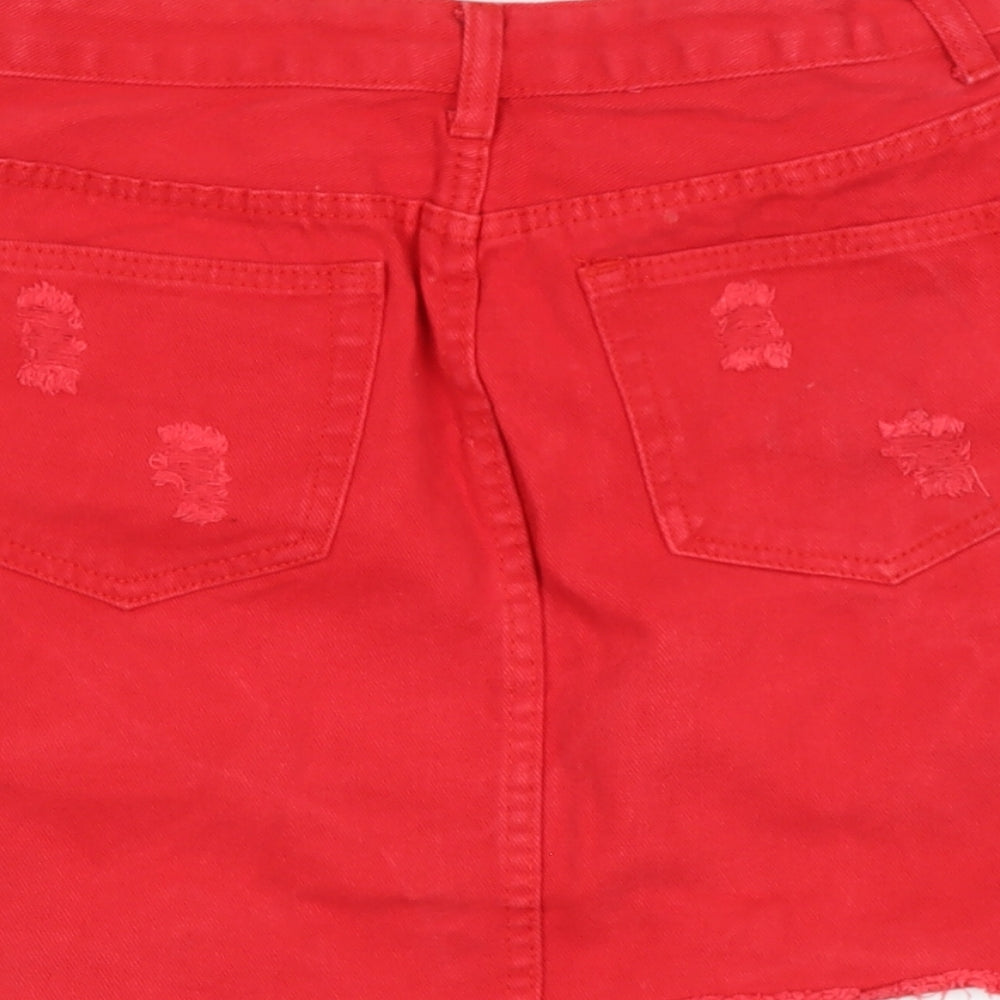 TOP TRENDS Womens Red Cotton A-Line Skirt Size 10