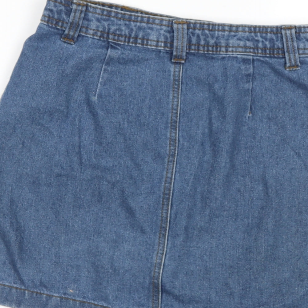 JACQUELINE D YONG Womens Blue Cotton Blend A-Line Skirt Size XS