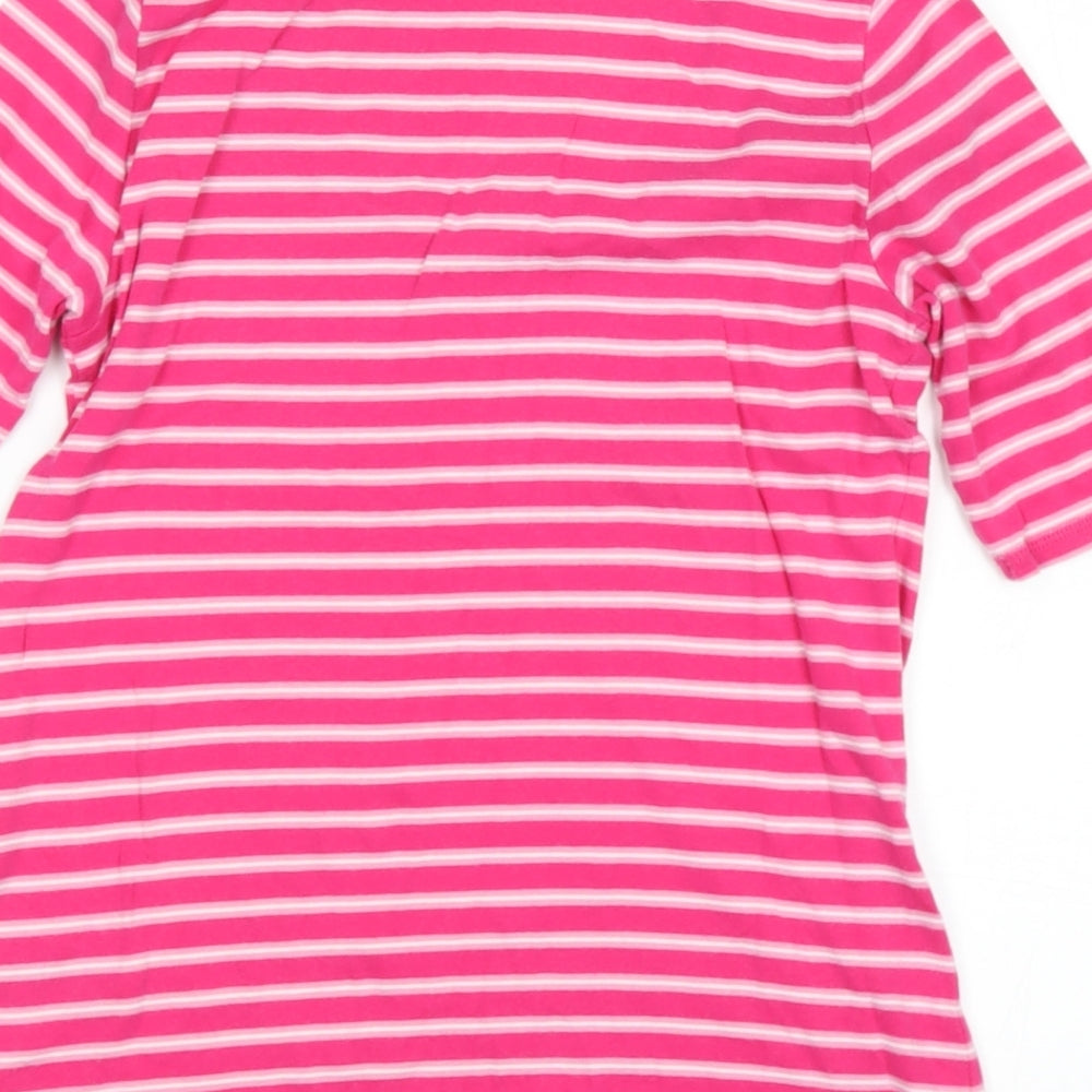 Marks & Spencer Womens Pink Scoop Neck Striped Cotton Pullover Jumper Size 10