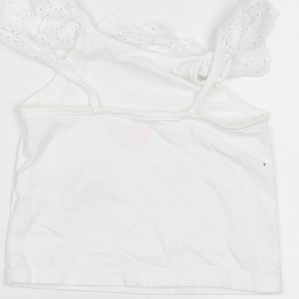 primrk Girls White Cotton Basic Blouse Size 2-3 Years Square Neck