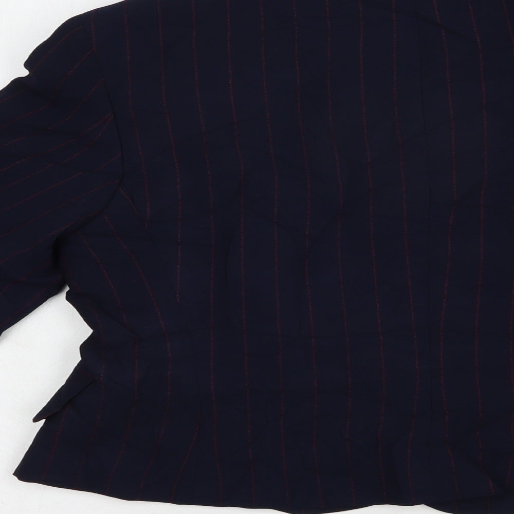 Preworn Womens Blue Striped Jacket Blazer Size 12 Button