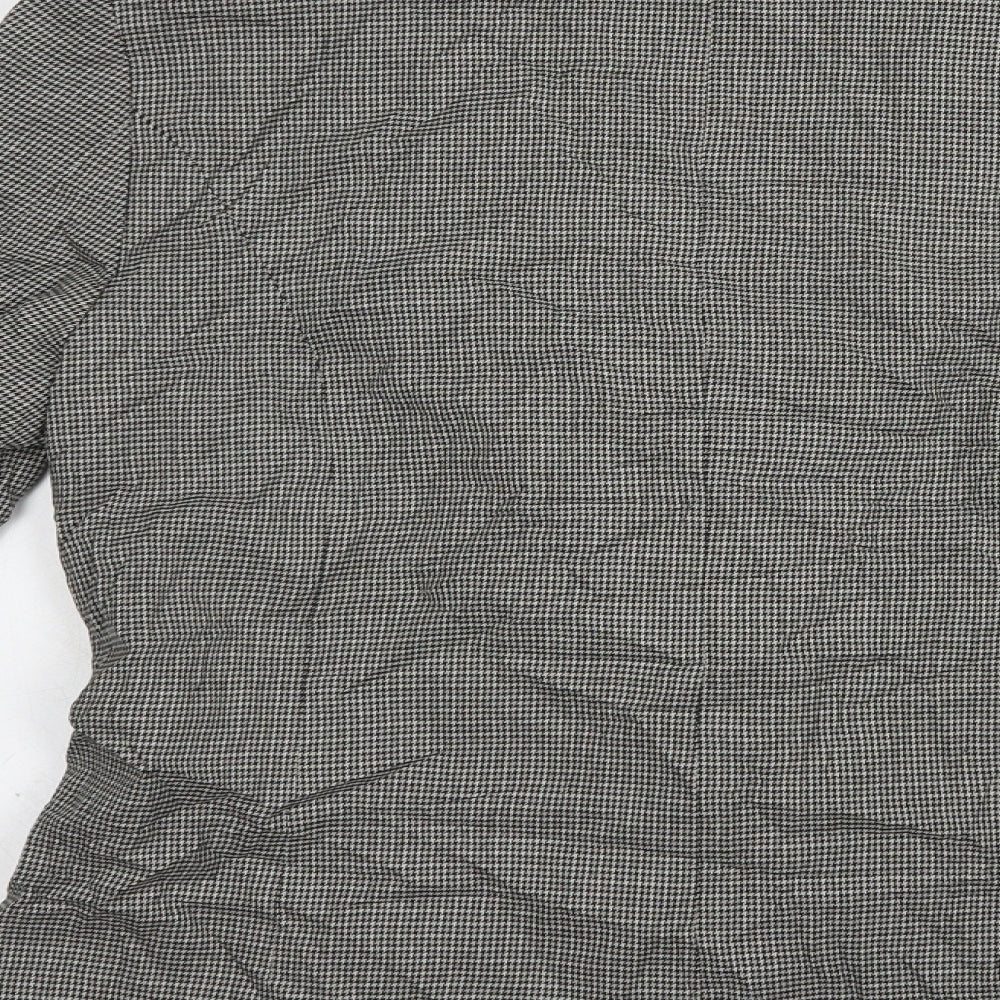 Max Womens Black Houndstooth Jacket Blazer Size 14 Button