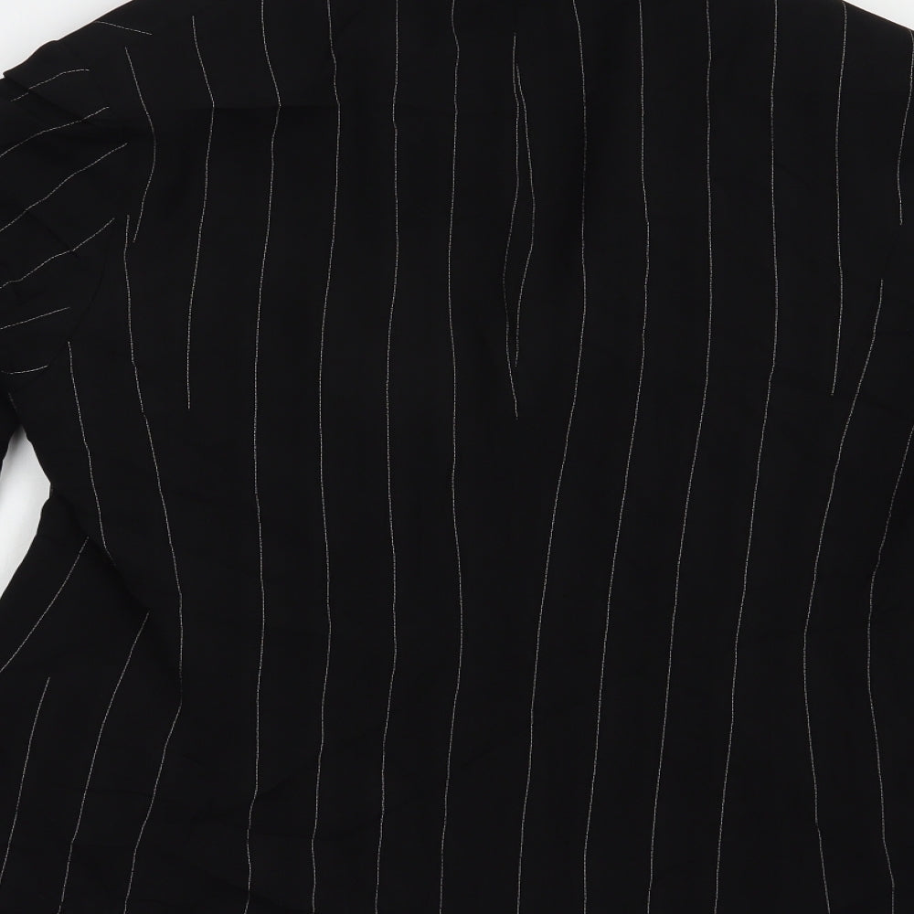 Vie de Mode Womens Black Striped Jacket Blazer Size 18 Button