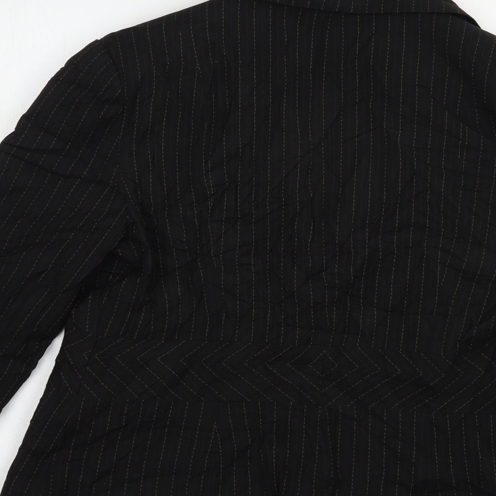 NEXT Womens Black Striped Jacket Blazer Size 12 Button
