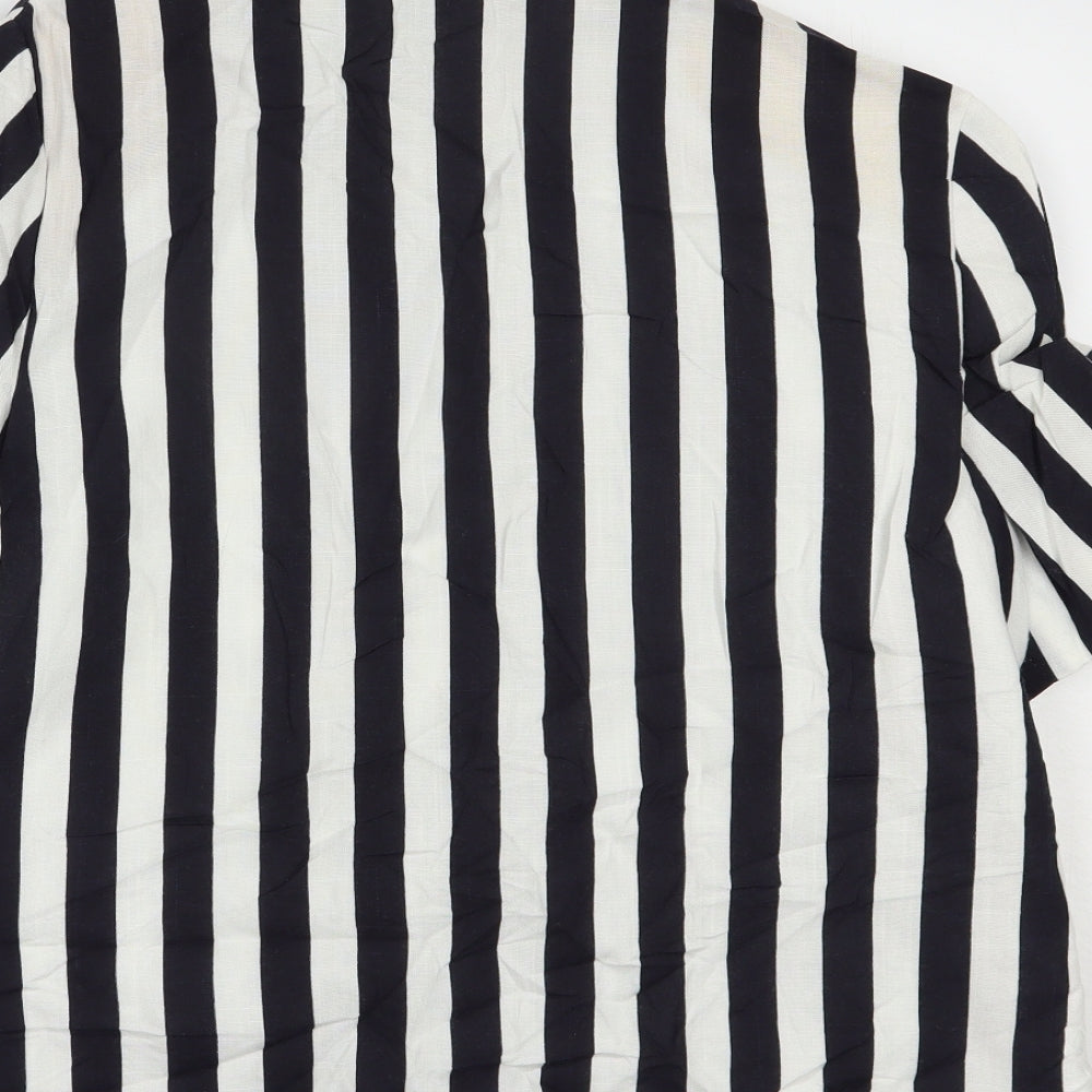 Variations Womens Black Striped Jacket Blazer Size L Button