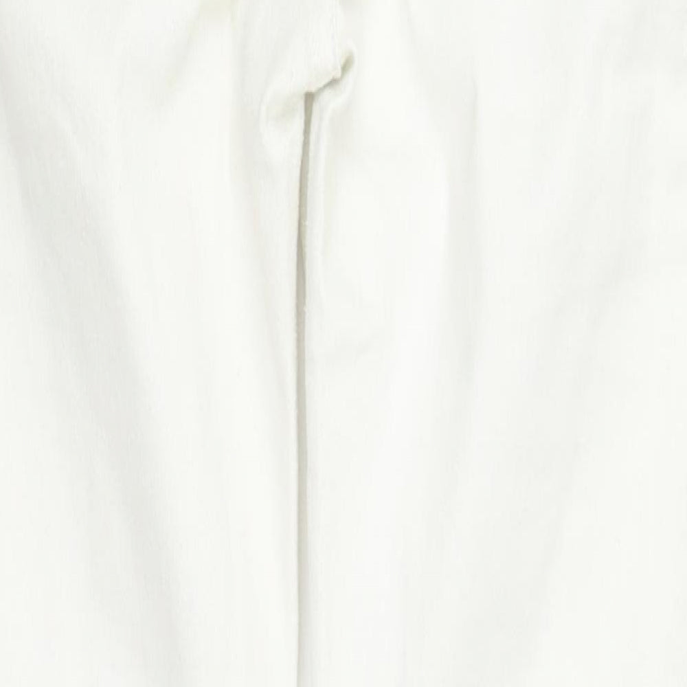 Preworn Womens White Geometric Cotton Straight Jeans Size S L27 in Regular Zip