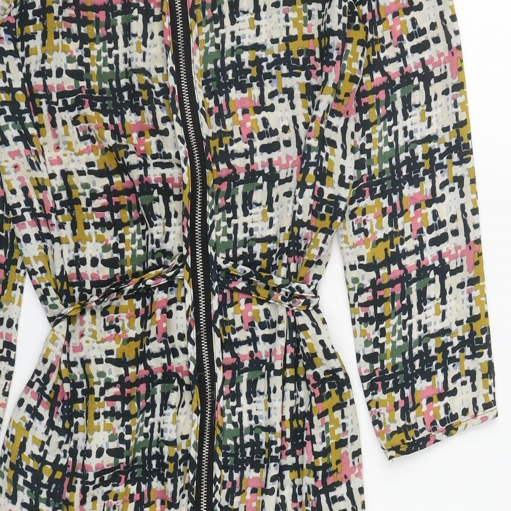 SWEEWE Womens Multicoloured Geometric Polyester A-Line Size S Scoop Neck Zip