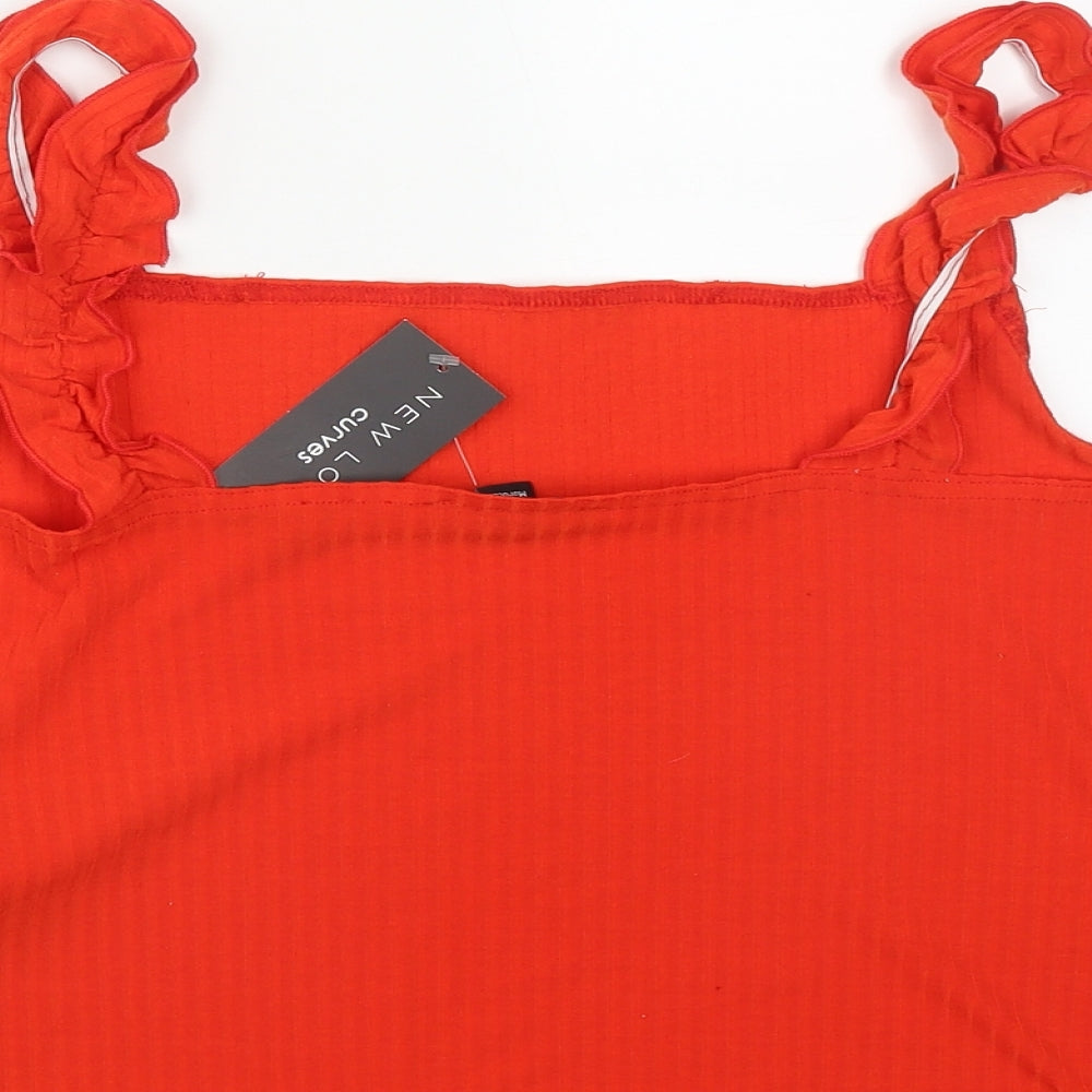New Look Womens Orange Polyester Cropped Tank Size 18 Square Neck