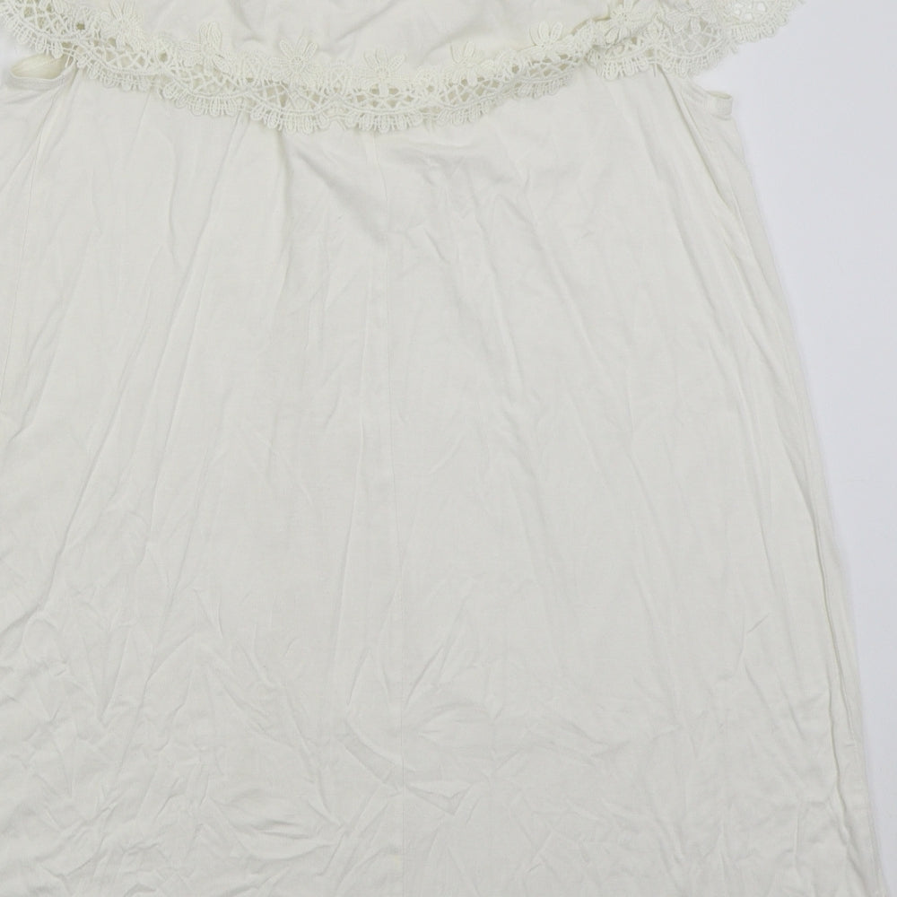 New Look Womens White Viscose A-Line Size 14 Off the Shoulder Pullover