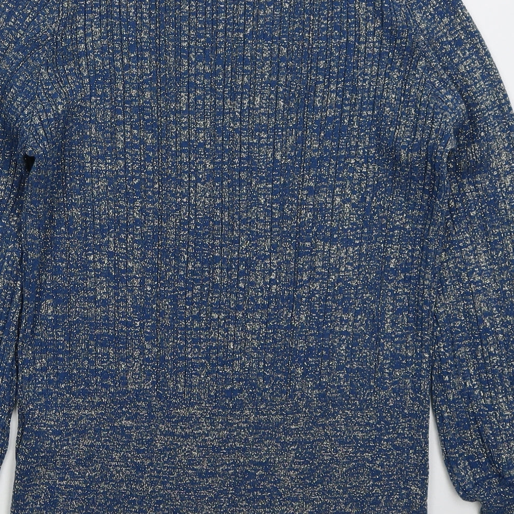Marks & Spencer Womens Blue Boat Neck Viscose Pullover Jumper Size S