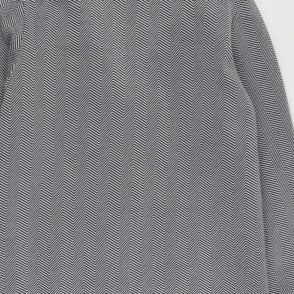 Anne De Lancay Womens Black Striped Overcoat Coat Size 14 Button
