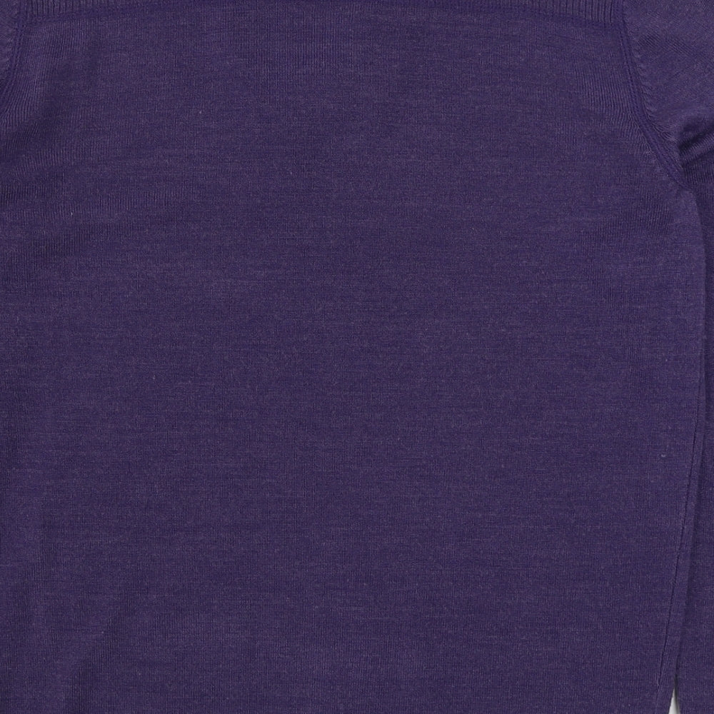 Debenhams Womens Purple V-Neck Acrylic Pullover Jumper Size M