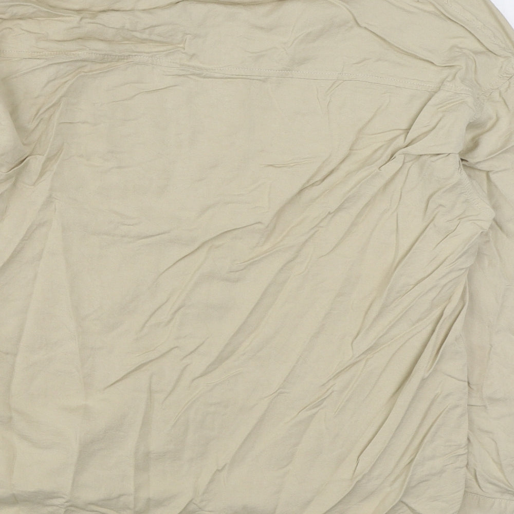 SheIn Womens Beige Polyester Basic Button-Up Size M Collared