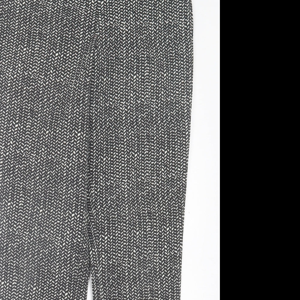 Phase Eight Womens Black Geometric Viscose Trousers Size 8 L27 in Regular Zip