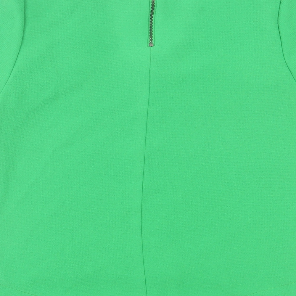 Topshop Womens Green Polyester Basic T-Shirt Size 8 Crew Neck