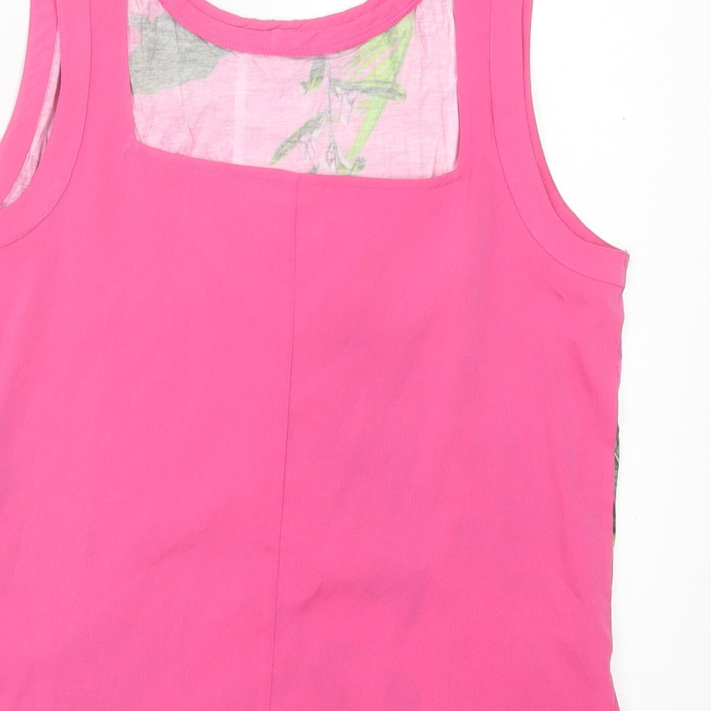 NEXT Womens Pink Floral Viscose Basic Tank Size 10 Crew Neck