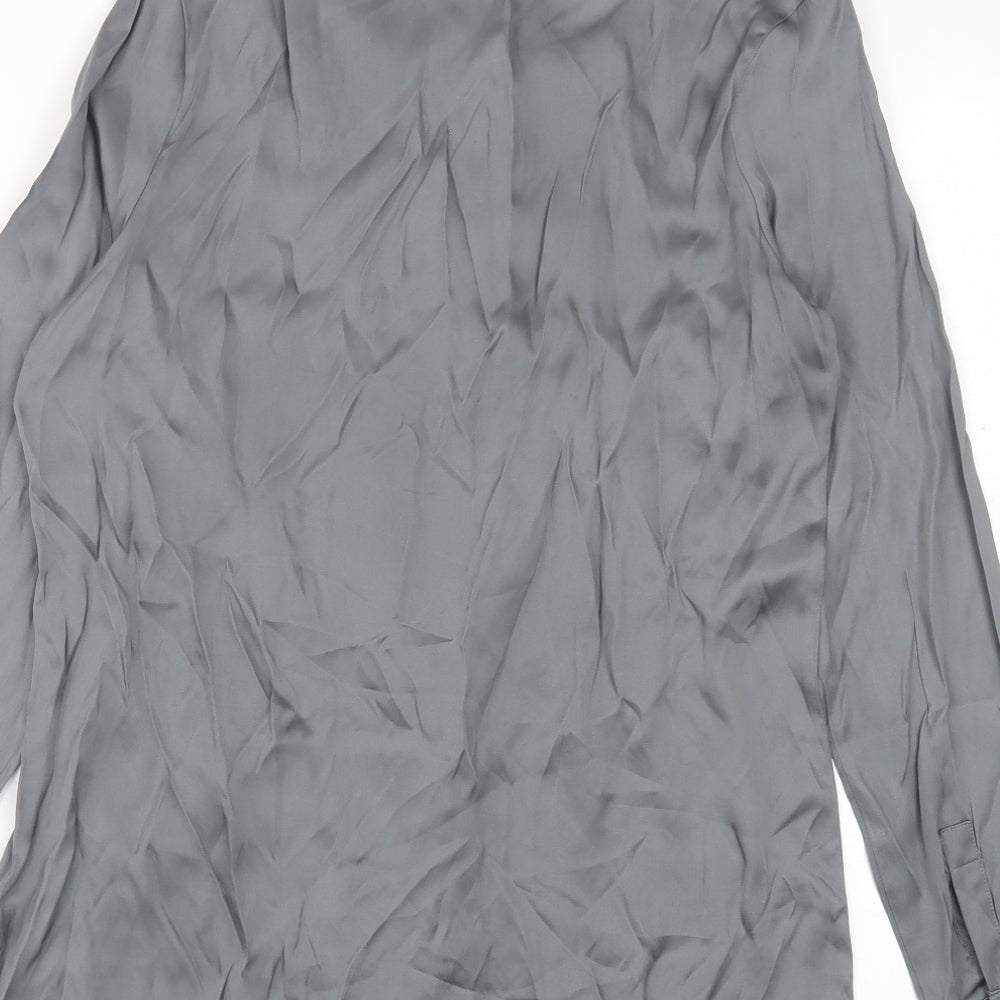NEXT Womens Grey Polyester Basic Button-Up Size 10 Crew Neck