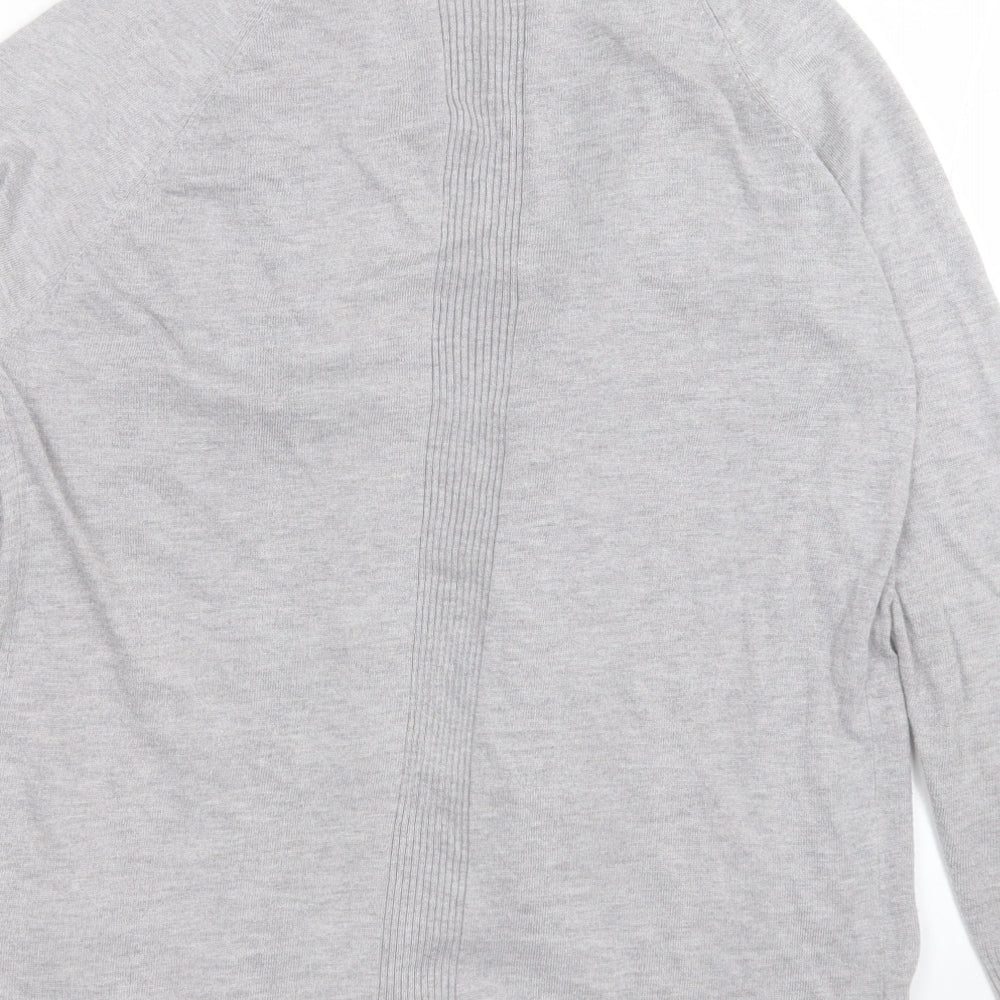 F&F Womens Grey V-Neck Nylon Cardigan Jumper Size 8