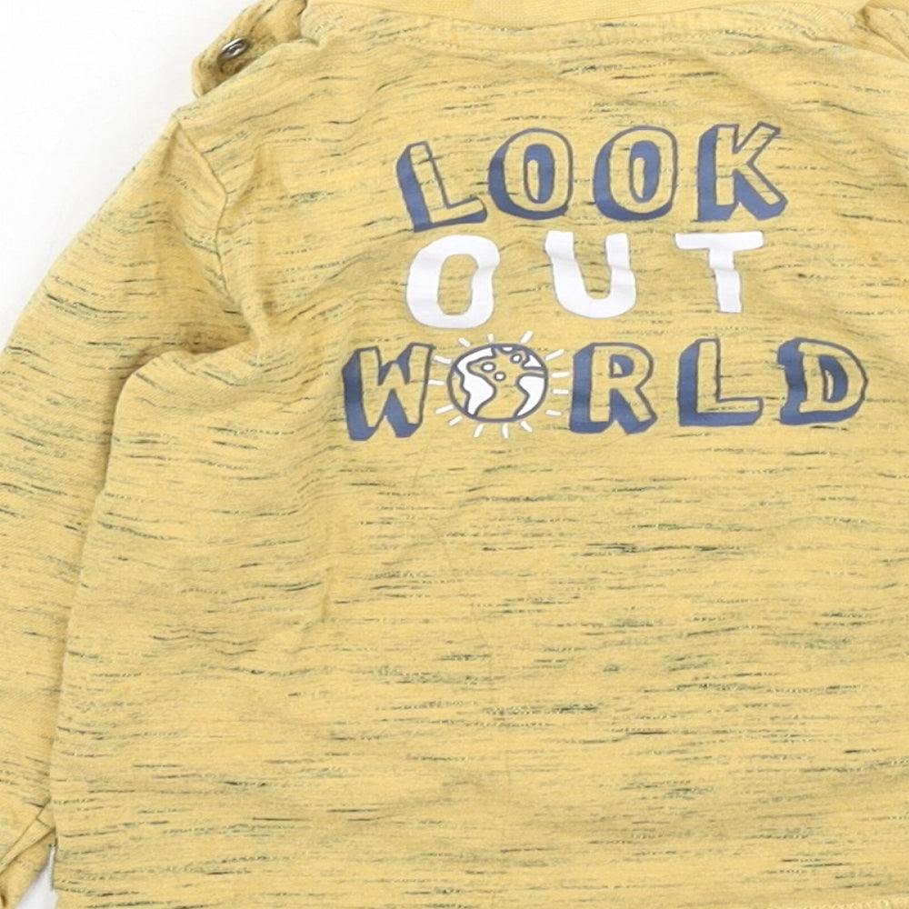 F&F Boys Yellow Cotton Basic Casual Size 9-12 Months Round Neck
