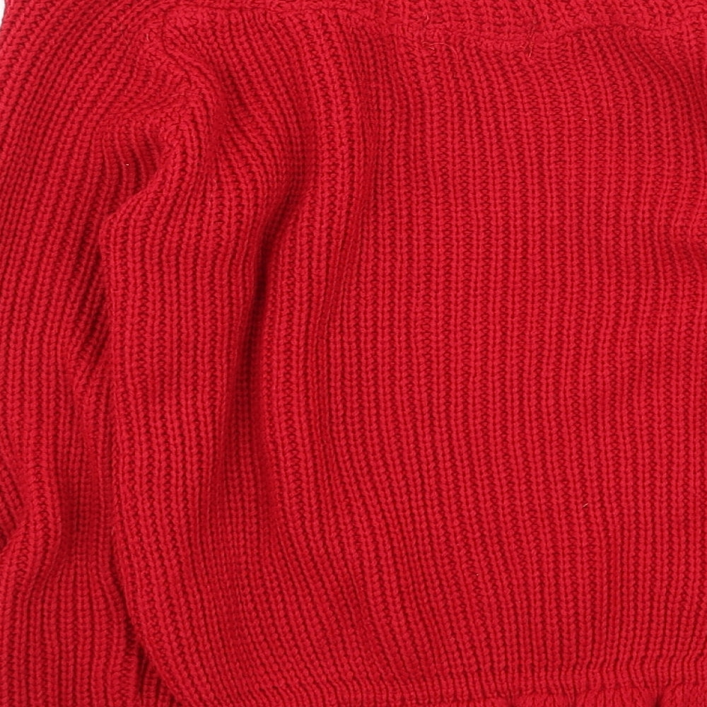 In the Style Womens Red High Neck Acrylic Pullover Jumper Size S