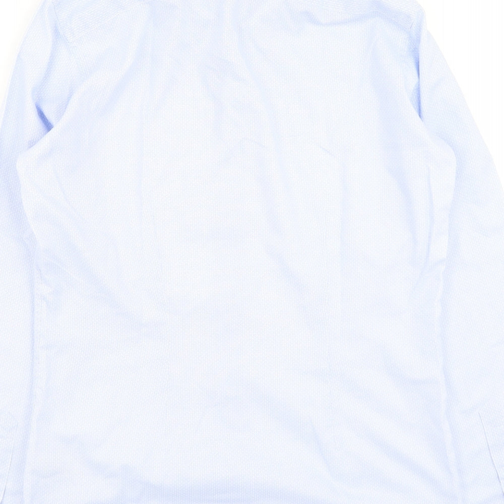 NEXT Mens Blue Polyester Button-Up Size 37 Collared