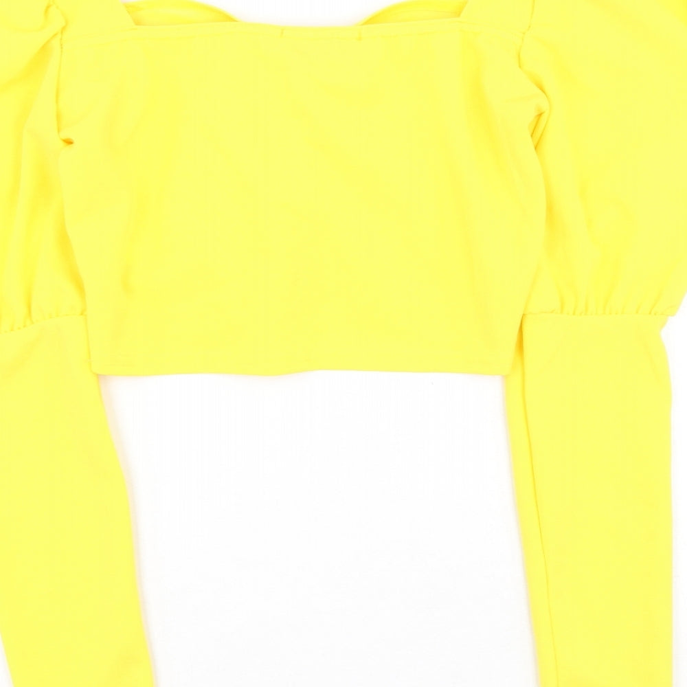 In the Style Womens Yellow Polyester Basic Blouse Size 6 Square Neck