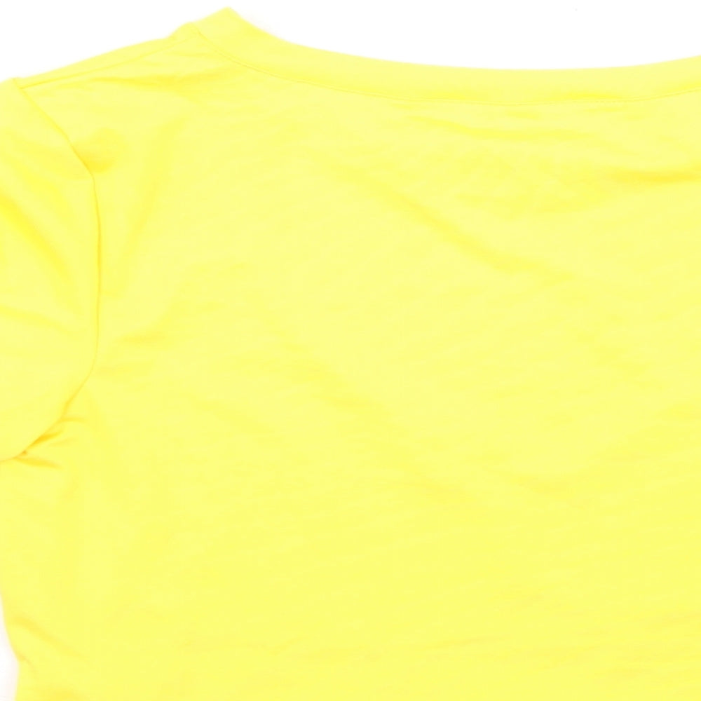 Preworn Womens Yellow Polyester Basic T-Shirt Size S Round Neck