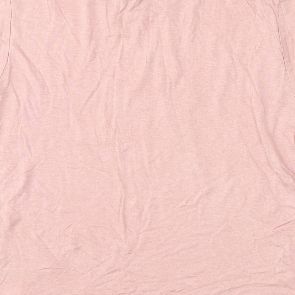 Divided by H&M Womens Pink Viscose Basic T-Shirt Size S Round Neck