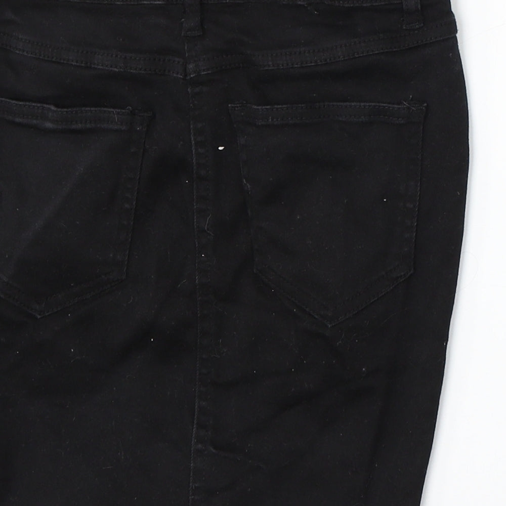 New Look Womens Black Cotton Straight & Pencil Skirt Size 10